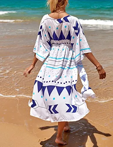 White Mesh Floral Bathing Suit Cover Up