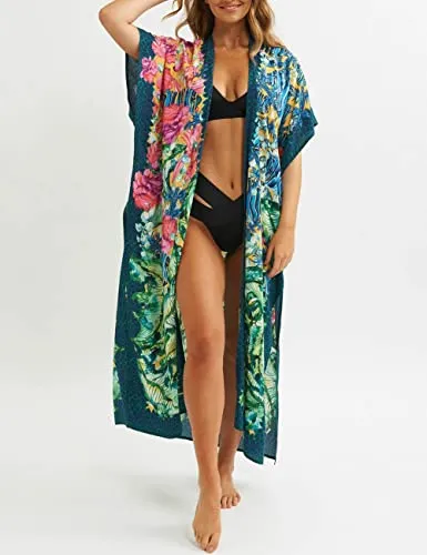 White Mesh Floral Bathing Suit Cover Up