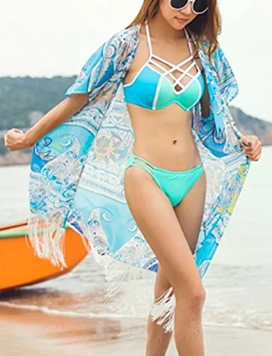 White Mesh Floral Bathing Suit Cover Up