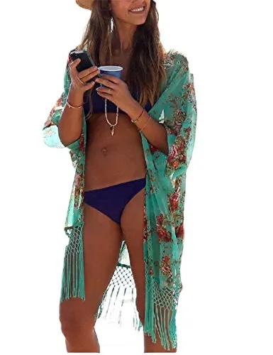 White Mesh Floral Bathing Suit Cover Up