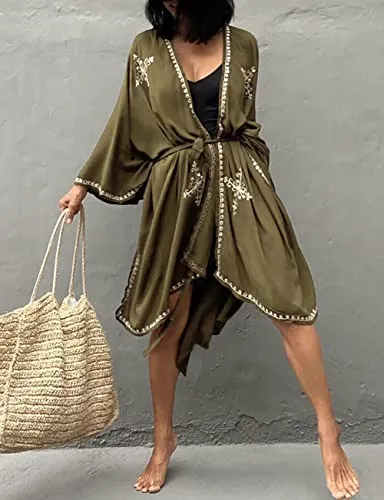White Mesh Floral Bathing Suit Cover Up