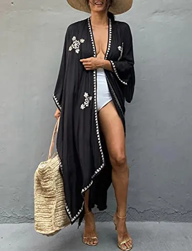 White Mesh Floral Bathing Suit Cover Up
