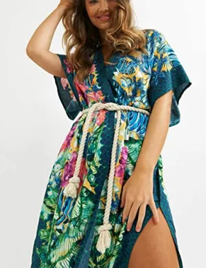 White Mesh Floral Bathing Suit Cover Up