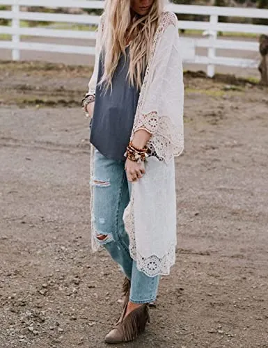 White Mesh Floral Bathing Suit Cover Up