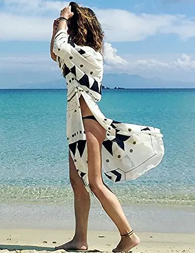 White Mesh Floral Bathing Suit Cover Up
