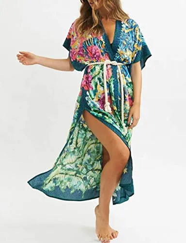 White Mesh Floral Bathing Suit Cover Up