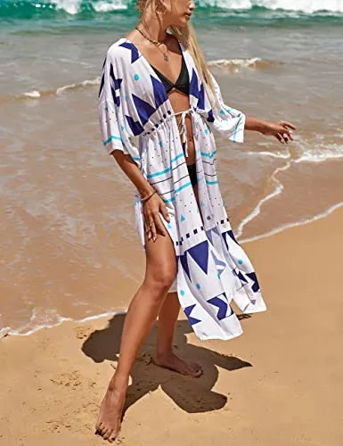 White Mesh Floral Bathing Suit Cover Up