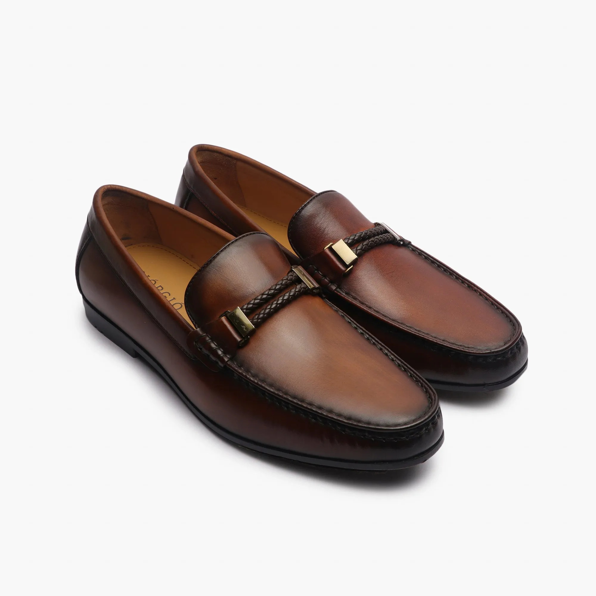 Woven Metal Bit Moccasins