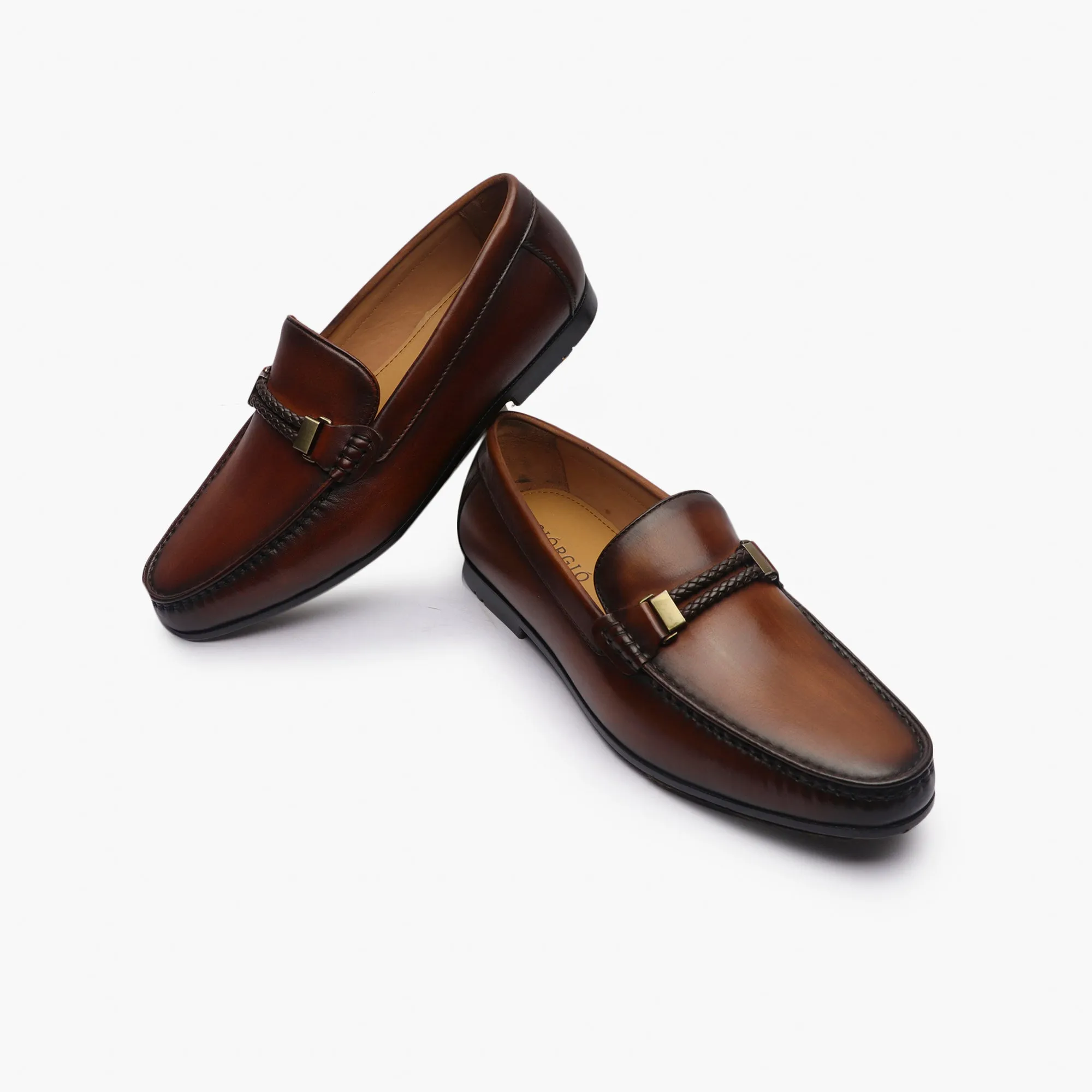 Woven Metal Bit Moccasins