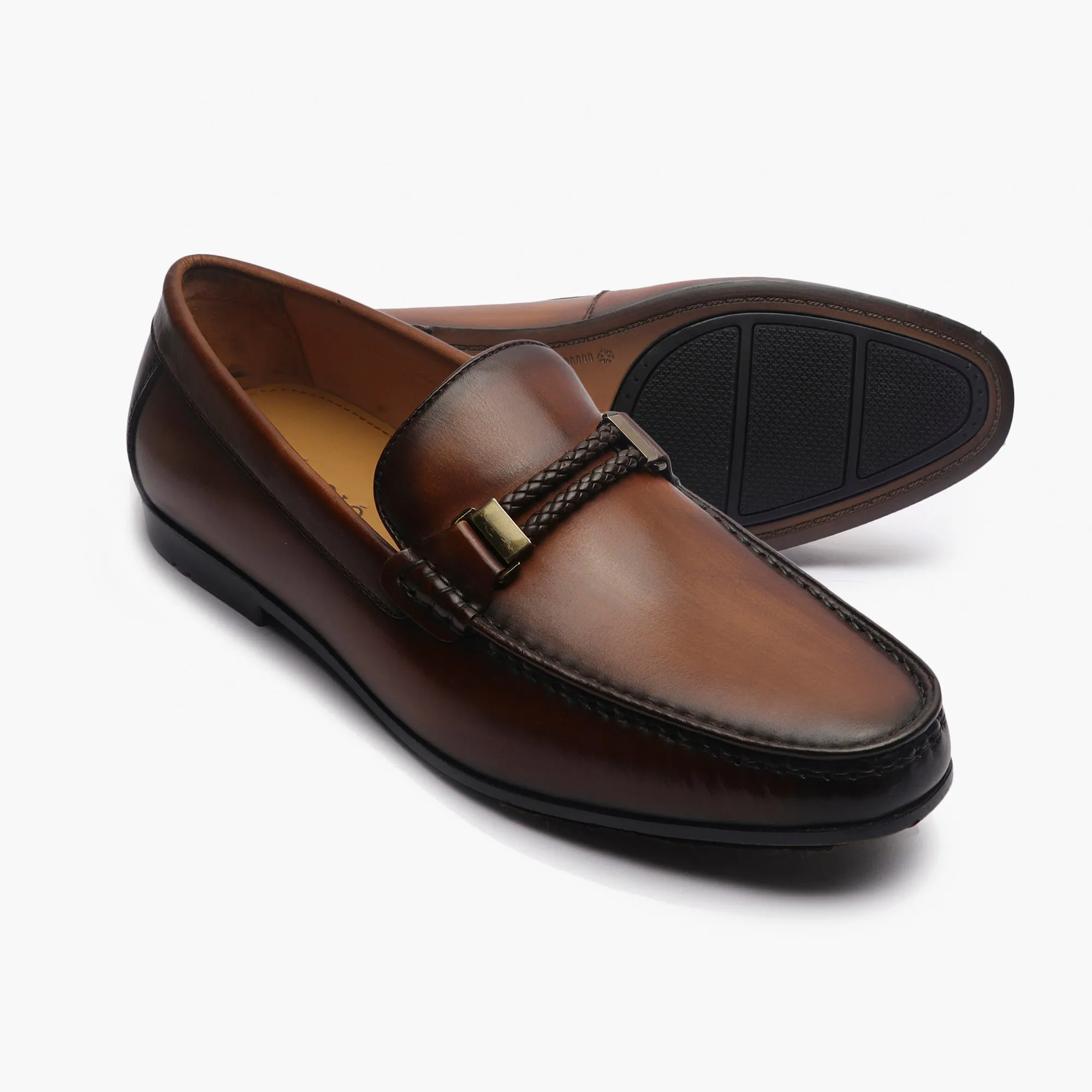 Woven Metal Bit Moccasins