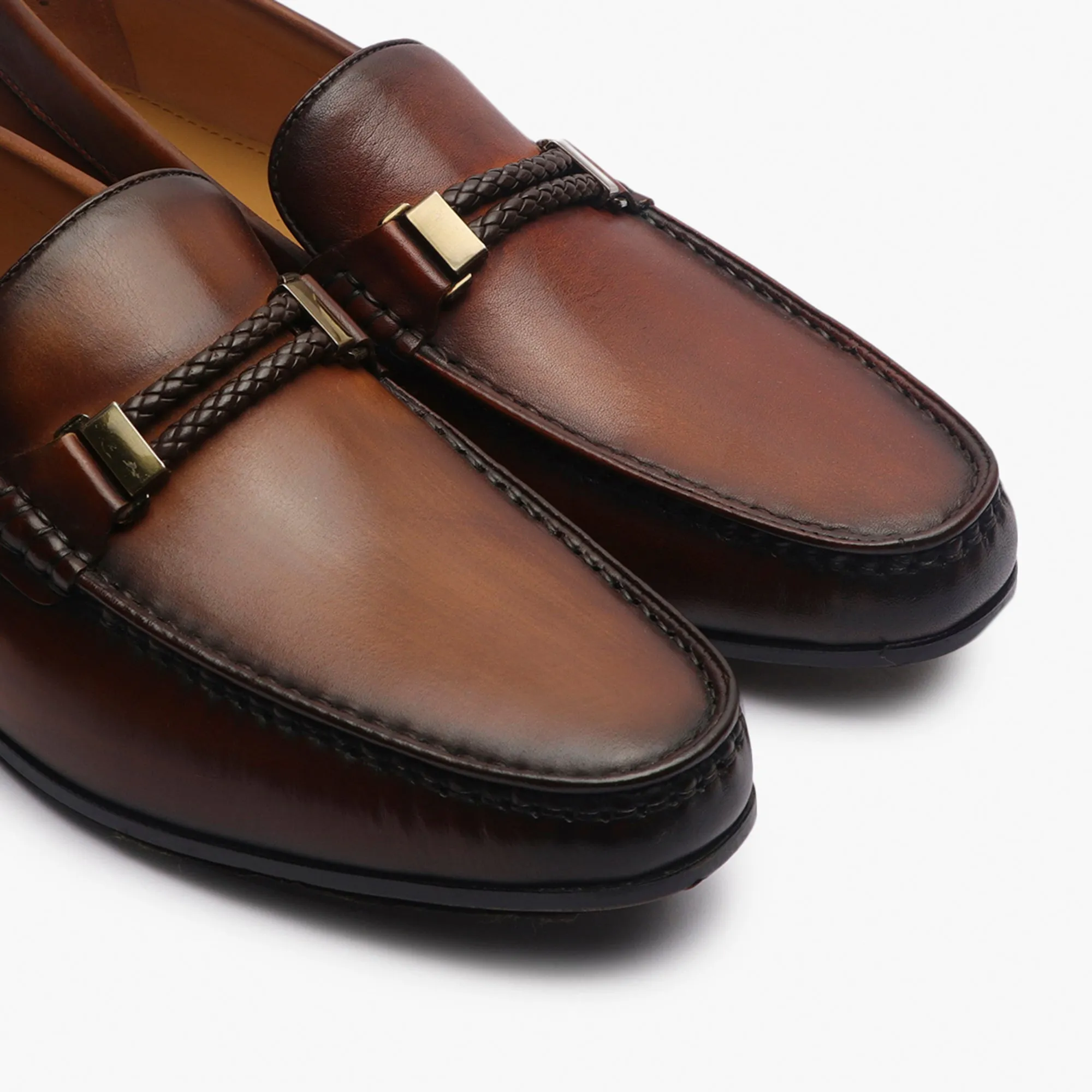 Woven Metal Bit Moccasins